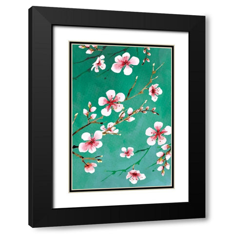 Cherry Blossoms III Black Modern Wood Framed Art Print with Double Matting by ND Art