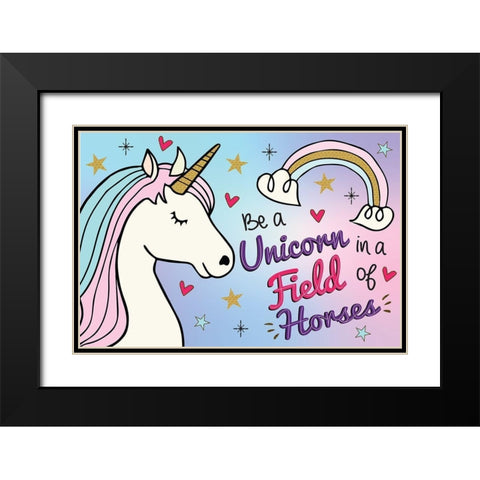 Be a Unicorn Black Modern Wood Framed Art Print with Double Matting by ND Art