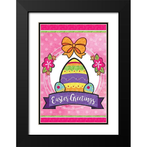 Easter Greetings Black Modern Wood Framed Art Print with Double Matting by ND Art