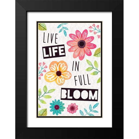 Full Bloom Black Modern Wood Framed Art Print with Double Matting by ND Art