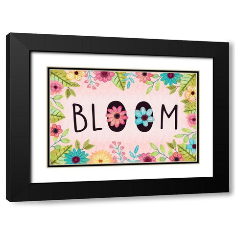 Bloom Black Modern Wood Framed Art Print with Double Matting by ND Art