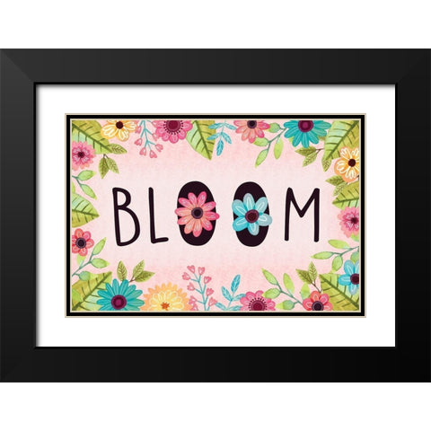 Bloom Black Modern Wood Framed Art Print with Double Matting by ND Art
