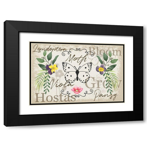 Spring Flowers Black Modern Wood Framed Art Print with Double Matting by ND Art