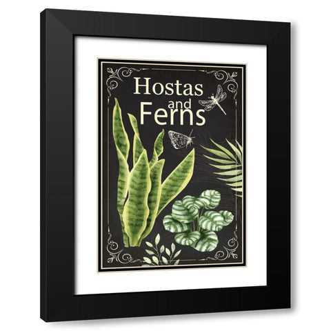 Hostas and Ferns Black Modern Wood Framed Art Print with Double Matting by ND Art