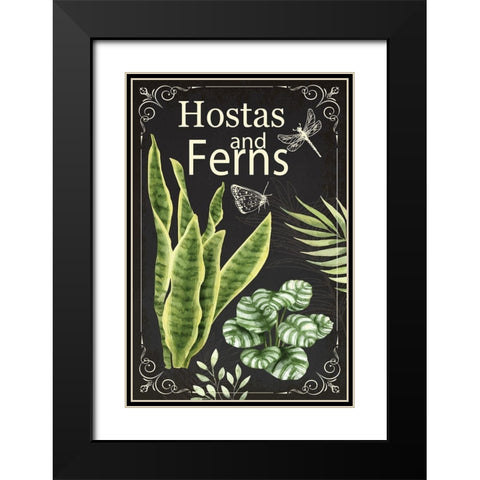 Hostas and Ferns Black Modern Wood Framed Art Print with Double Matting by ND Art