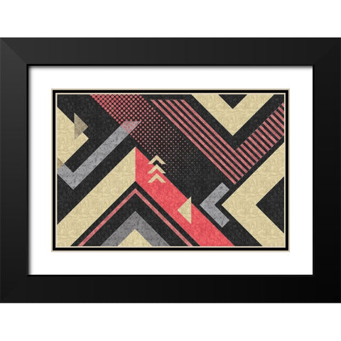 Mod Abstract III Black Modern Wood Framed Art Print with Double Matting by ND Art