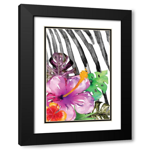 Tropical Jungle II Black Modern Wood Framed Art Print with Double Matting by ND Art