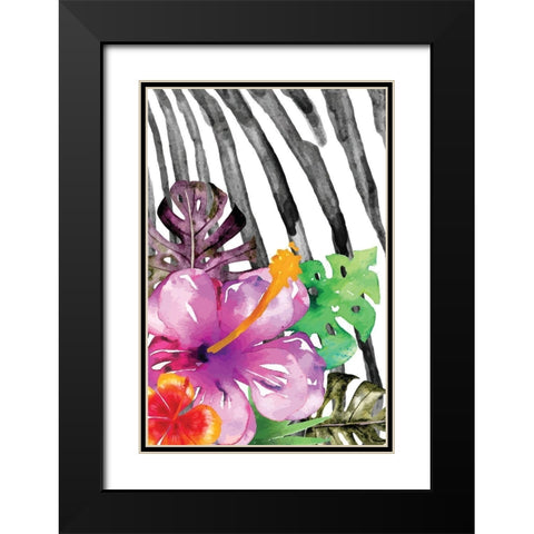 Tropical Jungle II Black Modern Wood Framed Art Print with Double Matting by ND Art