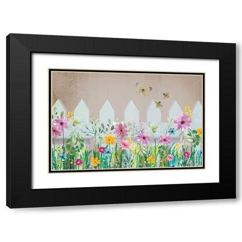 Wild Flower Black Modern Wood Framed Art Print with Double Matting by ND Art
