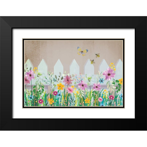 Wild Flower Black Modern Wood Framed Art Print with Double Matting by ND Art