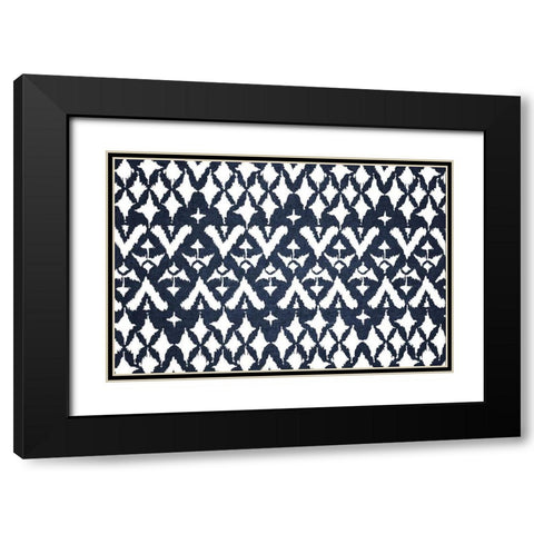 Blue and White V Black Modern Wood Framed Art Print with Double Matting by ND Art