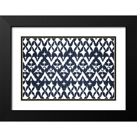 Blue and White V Black Modern Wood Framed Art Print with Double Matting by ND Art