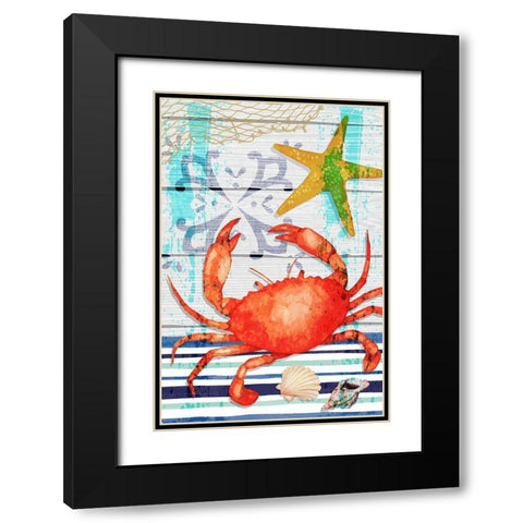 New England Crab Black Modern Wood Framed Art Print with Double Matting by ND Art