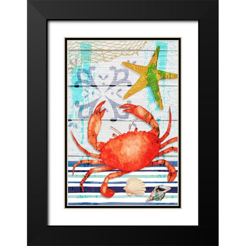 New England Crab Black Modern Wood Framed Art Print with Double Matting by ND Art