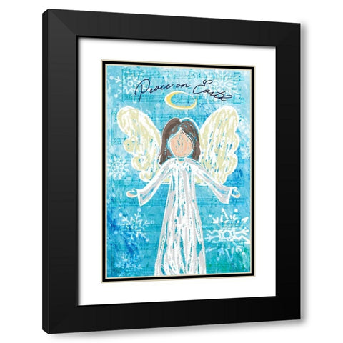 Peace on Earth Black Modern Wood Framed Art Print with Double Matting by ND Art