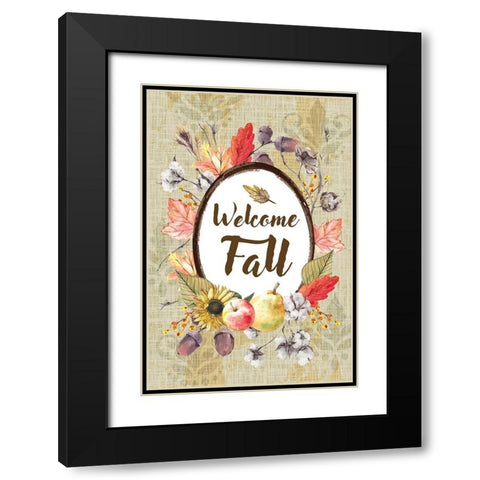 Welcome Fall Black Modern Wood Framed Art Print with Double Matting by ND Art