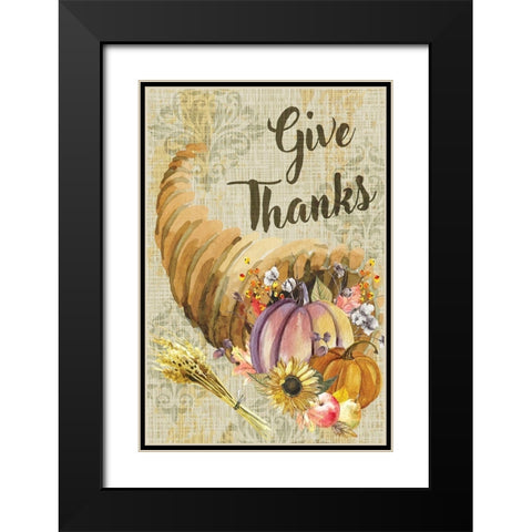 Give Thanks Black Modern Wood Framed Art Print with Double Matting by ND Art