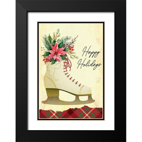 Happy Holidays Black Modern Wood Framed Art Print with Double Matting by ND Art