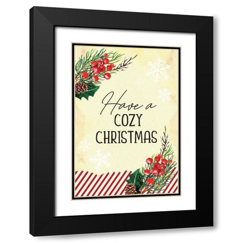 Cozy Christmas Black Modern Wood Framed Art Print with Double Matting by ND Art