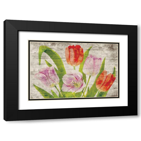 Tulips II Black Modern Wood Framed Art Print with Double Matting by ND Art