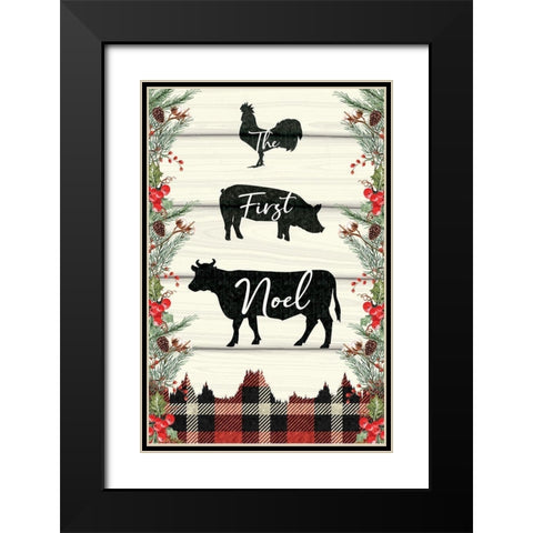 The First Noel Black Modern Wood Framed Art Print with Double Matting by ND Art