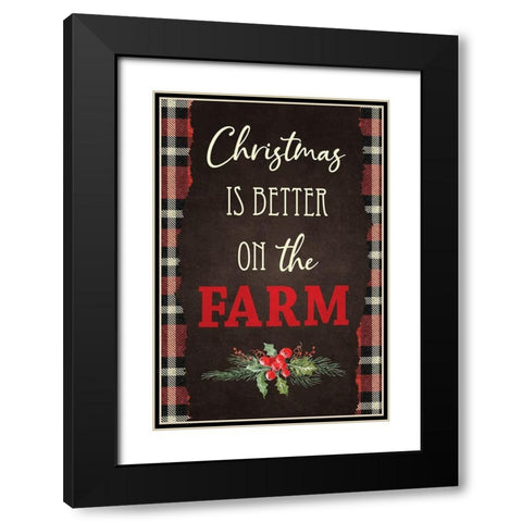 Christmas Is Black Modern Wood Framed Art Print with Double Matting by ND Art