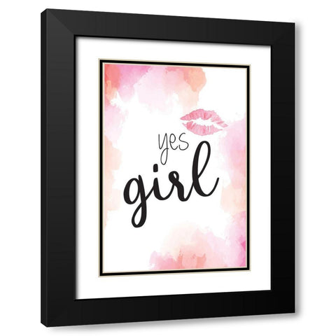 Yes Girl Black Modern Wood Framed Art Print with Double Matting by ND Art