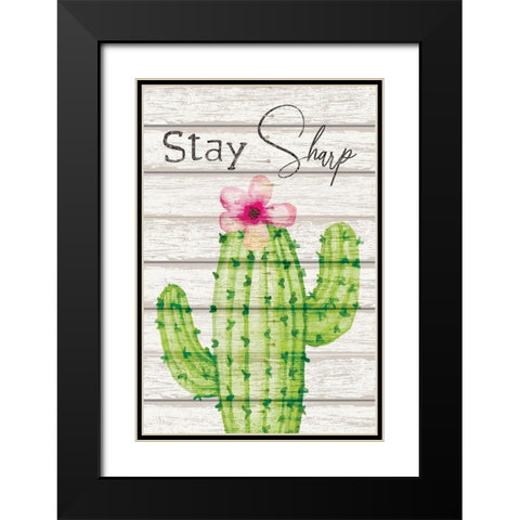 Stay Sharp Black Modern Wood Framed Art Print with Double Matting by ND Art