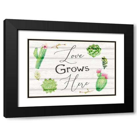 Love Grows Here Black Modern Wood Framed Art Print with Double Matting by ND Art