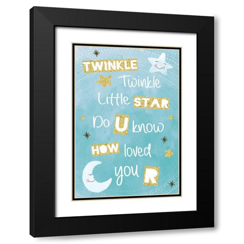 Twinkle Twinkle Black Modern Wood Framed Art Print with Double Matting by ND Art