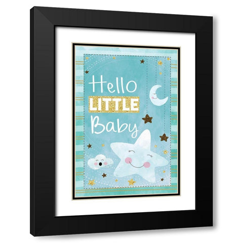 Hello Little Baby Black Modern Wood Framed Art Print with Double Matting by ND Art