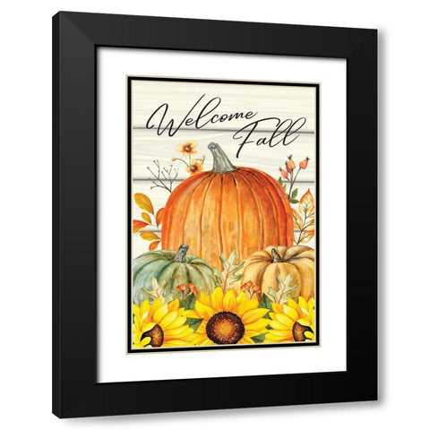 Welcome Fall Black Modern Wood Framed Art Print with Double Matting by ND Art