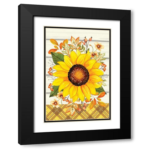 Sunflower Black Modern Wood Framed Art Print with Double Matting by ND Art