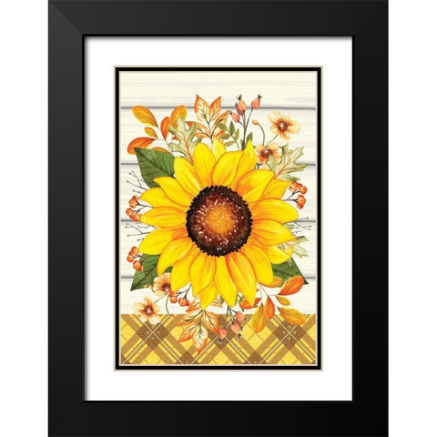 Sunflower Black Modern Wood Framed Art Print with Double Matting by ND Art