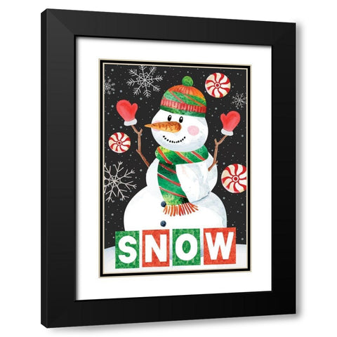 Snow Showman Black Modern Wood Framed Art Print with Double Matting by ND Art