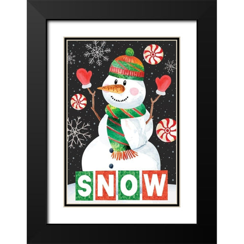 Snow Showman Black Modern Wood Framed Art Print with Double Matting by ND Art