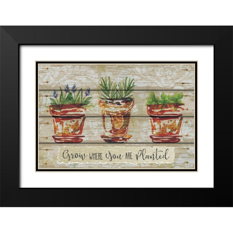 Grow Where Black Modern Wood Framed Art Print with Double Matting by ND Art