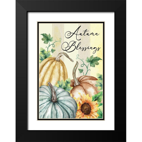 Autumn Blessings Black Modern Wood Framed Art Print with Double Matting by ND Art