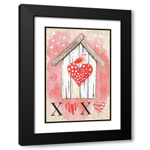 XO Birdhouse Black Modern Wood Framed Art Print with Double Matting by ND Art