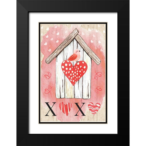 XO Birdhouse Black Modern Wood Framed Art Print with Double Matting by ND Art