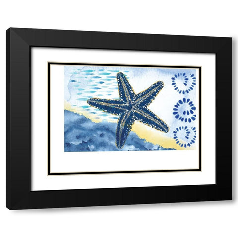 Starfish Black Modern Wood Framed Art Print with Double Matting by ND Art