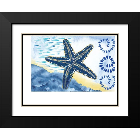 Starfish Black Modern Wood Framed Art Print with Double Matting by ND Art