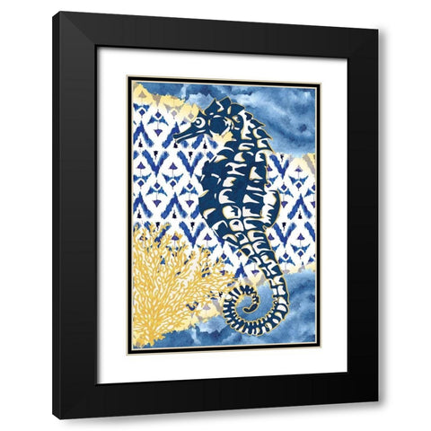 Seahorse Black Modern Wood Framed Art Print with Double Matting by ND Art