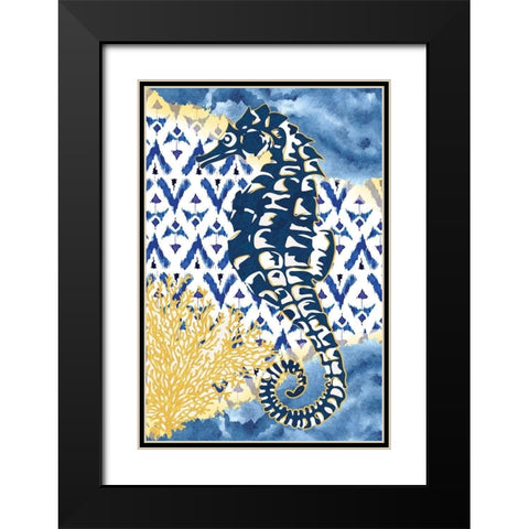 Seahorse Black Modern Wood Framed Art Print with Double Matting by ND Art