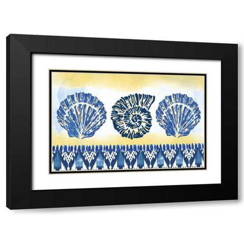 Shells Black Modern Wood Framed Art Print with Double Matting by ND Art