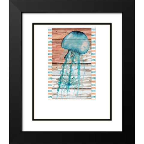 Jellyfish Black Modern Wood Framed Art Print with Double Matting by ND Art