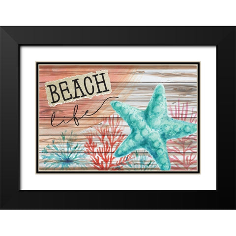Beach Life Black Modern Wood Framed Art Print with Double Matting by ND Art