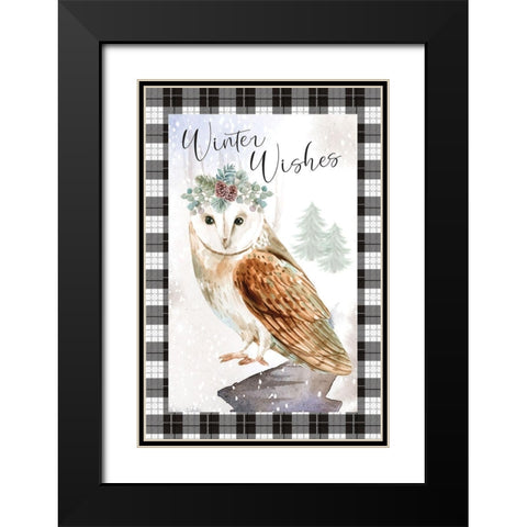 Winter Wishes Black Modern Wood Framed Art Print with Double Matting by ND Art