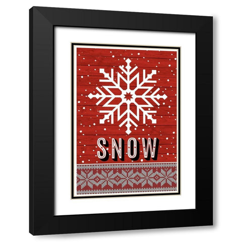 Snow Flake Black Modern Wood Framed Art Print with Double Matting by ND Art