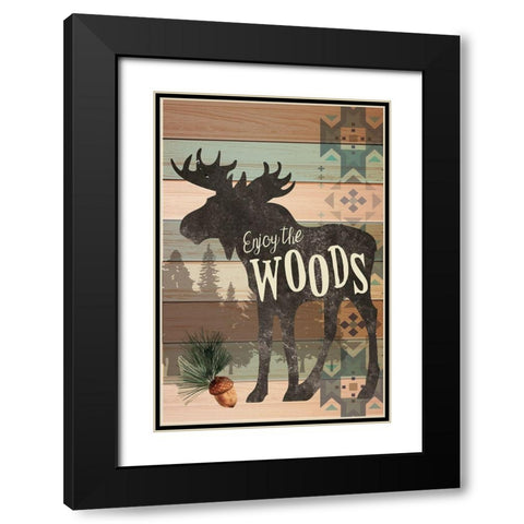 Enjoy the Woods Black Modern Wood Framed Art Print with Double Matting by ND Art
